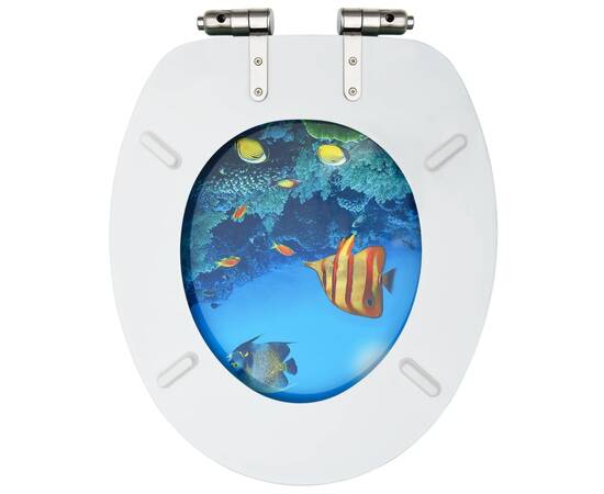 Scaune wc, capac silențios, 2 buc., mdf, model maritim, 6 image