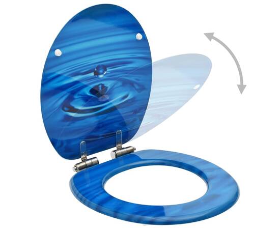 Scaune wc capac silențios, 2 buc., albastru, mdf, model stropi, 2 image