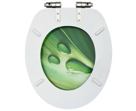 Scaune wc capac silențios, 2 buc., verde, mdf, model stropi, 6 image