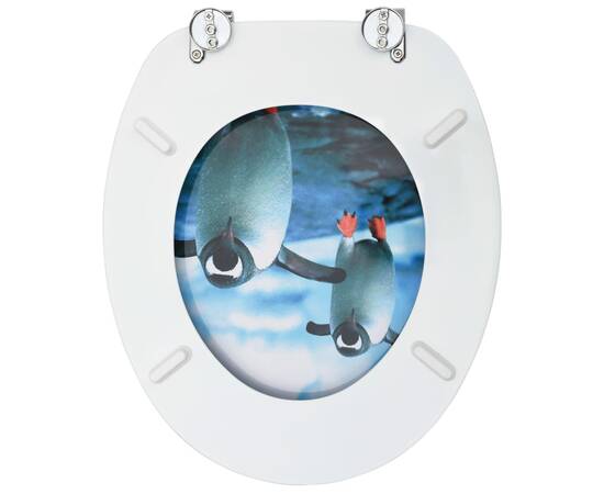 Scaune wc cu capac, 2 buc., mdf, model pinguin, 6 image