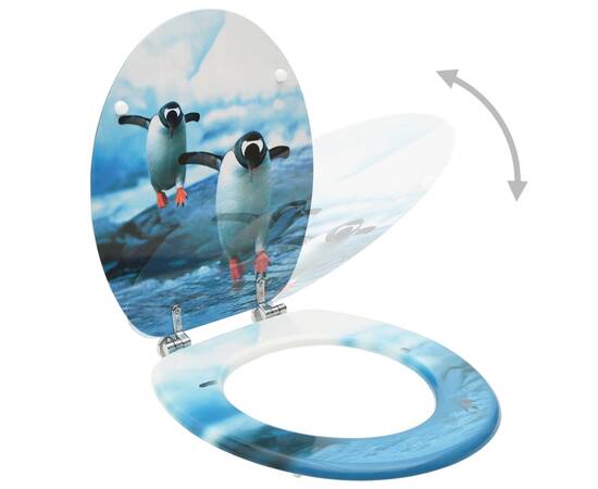 Scaune wc cu capac, 2 buc., mdf, model pinguin, 2 image