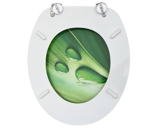 Scaune wc cu capac, 2 buc., mdf, verde, model stropi de apă, 6 image