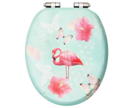 Scaune wc cu capac silențios, 2 buc., mdf, model flamingo, 5 image