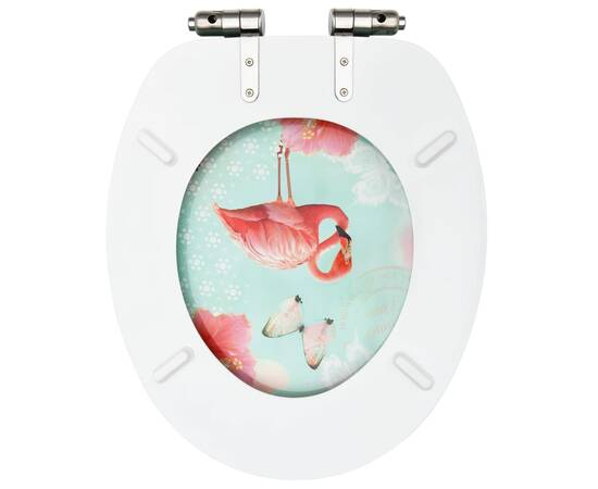 Scaune wc cu capac silențios, 2 buc., mdf, model flamingo, 6 image