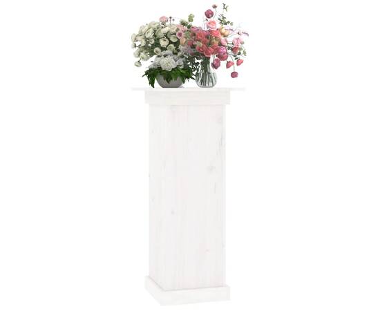 Suport pentru flori, alb, 40x40x90 cm, lemn masiv de pin, 4 image