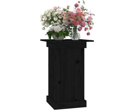 Suport pentru flori, negru, 40x40x60 cm, lemn masiv de pin, 4 image