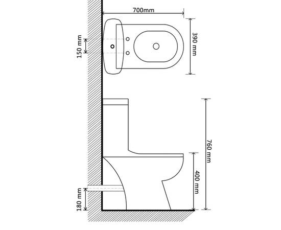 Toaletă cu rezervor, alb, 6 image