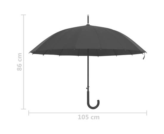 Umbrelă automată, negru, 105 cm, 6 image