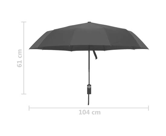 Umbrelă pliabilă automată, negru, 104 cm, 6 image