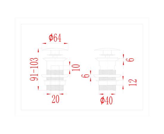 Ventil scurgere push funcție de preaplin argintiu 6,4x6,4x9,1cm, 8 image