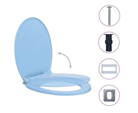 Capac wc închidere silențioasă eliberare rapidă albastru oval, 2 image