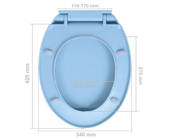 Capac wc cu închidere silențioasă, albastru, oval, 10 image