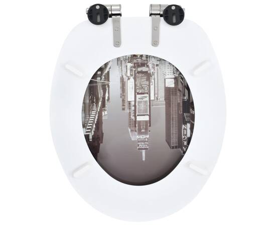 Capac wc cu închidere silențioasă, mdf, design new york, 5 image