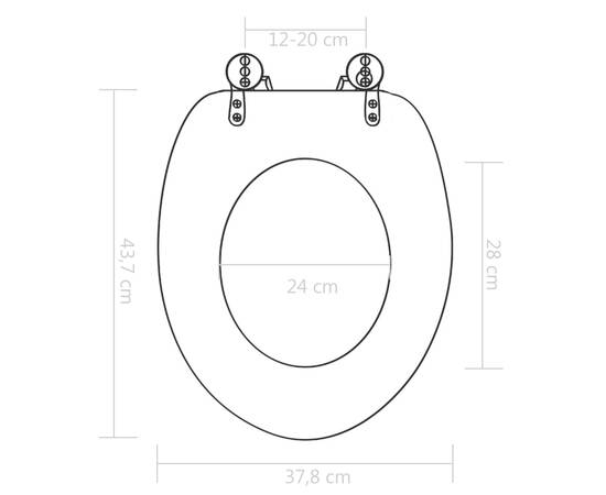Capac wc cu închidere silențioasă, mdf, design stea de mare, 9 image