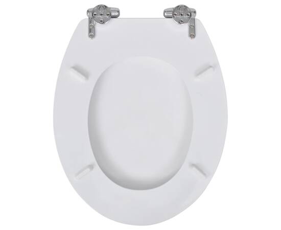 Capac wc cu închidere silențioasă alb mdf design simplu, 5 image