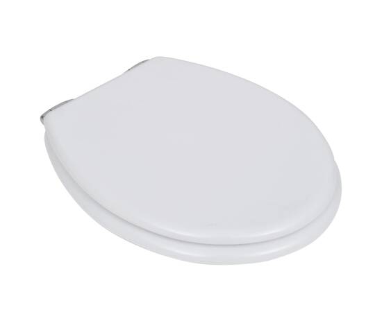 Capac wc cu închidere silențioasă alb mdf design simplu, 3 image
