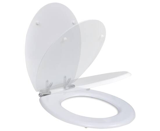 Capac wc cu închidere silențioasă alb mdf design simplu, 2 image