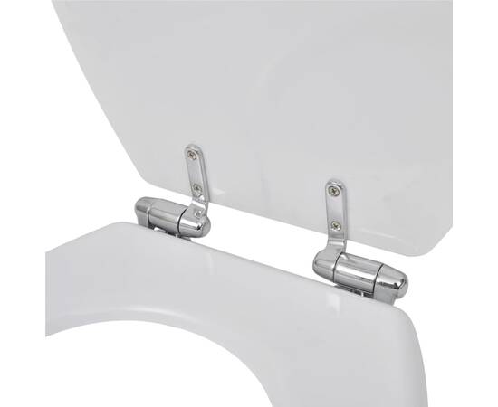Capac wc cu închidere silențioasă alb mdf design simplu, 6 image