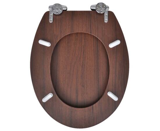 Capac wc cu închidere silențioasă maro mdf design simplu, 5 image