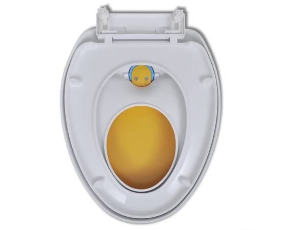 Capace wc închidere silențioasă, 2 buc., alb & galben, plastic, 9 image
