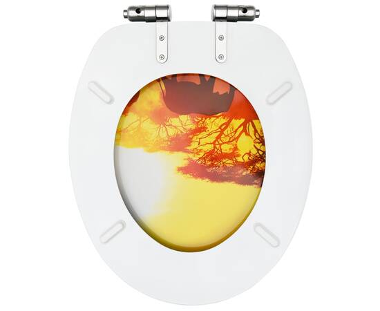 Colac wc cu capac închidere silențioasă, mdf, design savană, 6 image