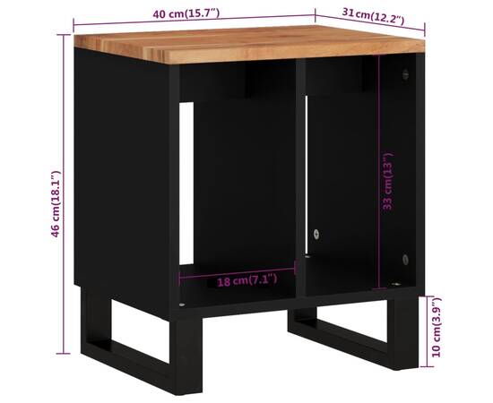 Măsuță de cafea, 40x31x46 cm, lemn masiv acacia/lemn prelucrat, 9 image
