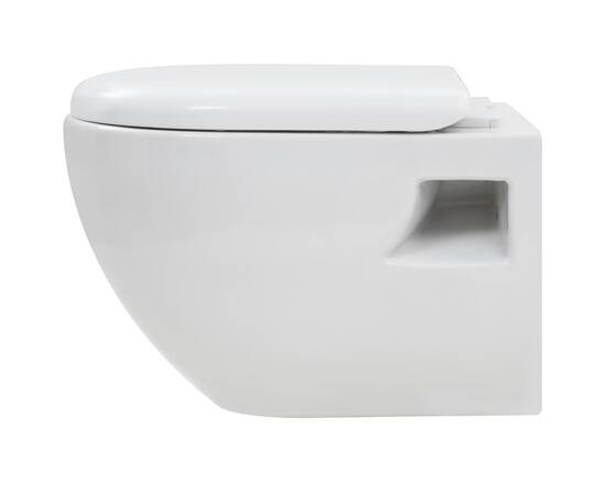 Toaletă cu montare pe perete, ceramică, alb, 7 image