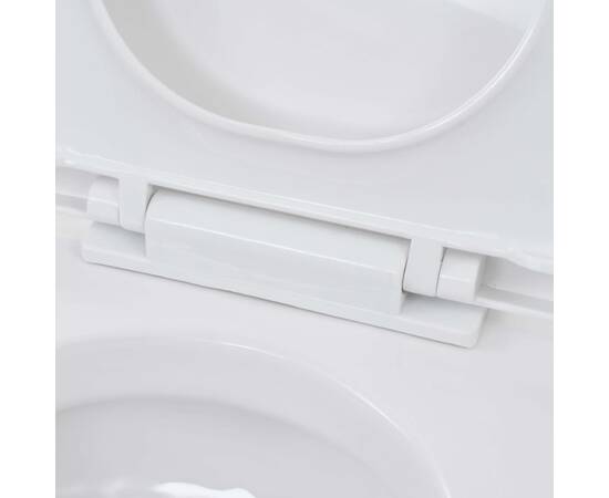 Toaletă cu montare pe perete, ceramică, alb, 8 image