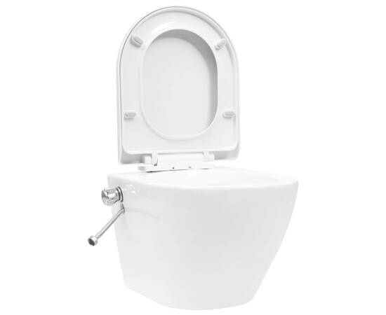 Vas de toaletă suspendat cu rezervor încastrat, alb, ceramică, 3 image