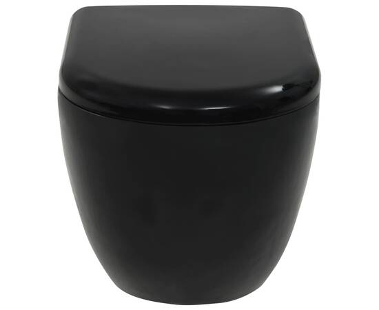 Vas de toaletă suspendat cu rezervor încastrat, negru, ceramică, 7 image