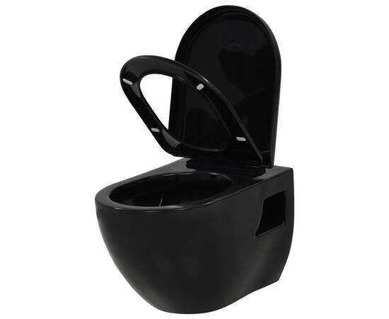 Vas de toaletă suspendat cu rezervor încastrat, negru, ceramică, 3 image