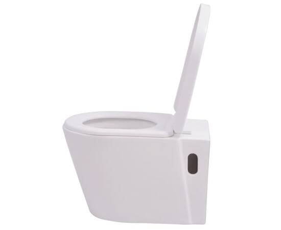 Vas toaletă cu montare pe perete, ceramică, alb, 4 image