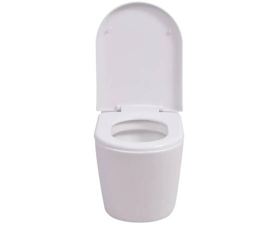 Vas toaletă cu montare pe perete, ceramică, alb, 3 image