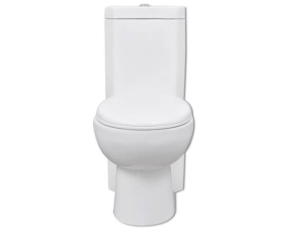 Vas toaletă din ceramică, wc baie de colț, alb, 2 image