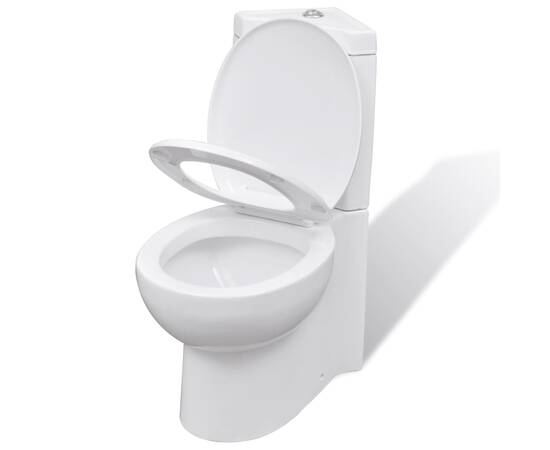 Vas toaletă din ceramică, wc baie de colț, alb, 3 image