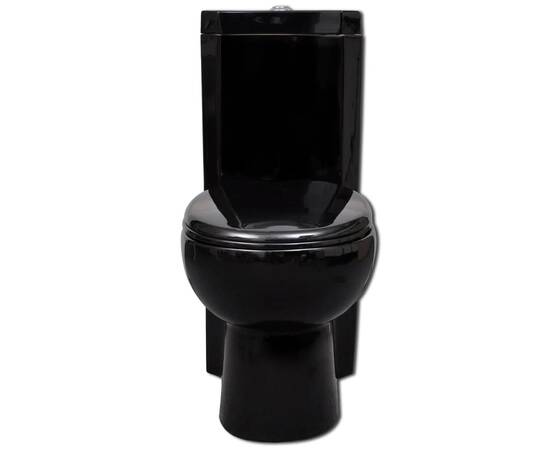 Vas toaletă din ceramică, wc baie de colț, negru, 2 image