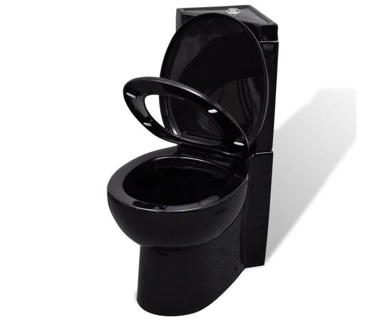 Vas toaletă din ceramică, wc baie de colț, negru, 3 image