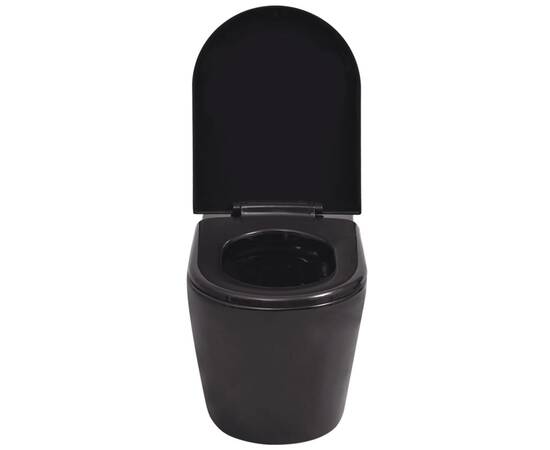 Vas toaletă suspendat cu rezervor încastrat, ceramică, negru, 5 image