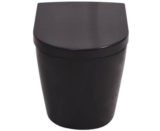 Vas toaletă suspendat cu rezervor încastrat, ceramică, negru, 6 image