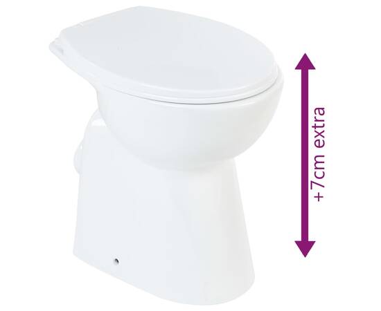 Vas wc fără ramă, închidere silențioasă, + 7 cm, alb, ceramică, 9 image