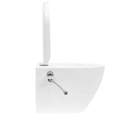 Vas wc suspendat fără ramă cu funcție de bideu, alb, ceramică, 6 image