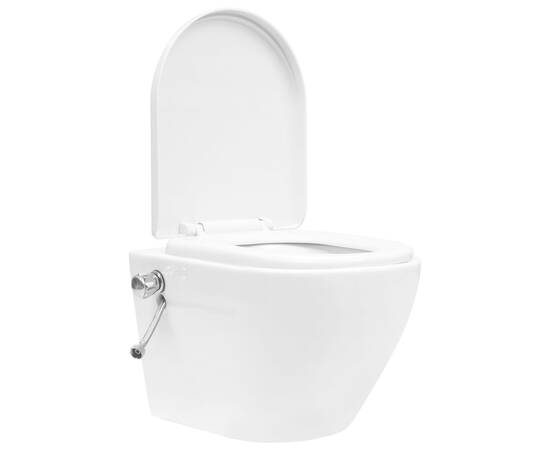 Vas wc suspendat fără ramă cu funcție de bideu, alb, ceramică, 5 image