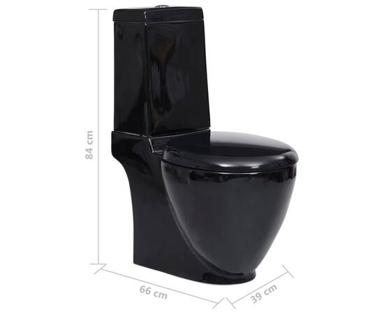 Vas wc toaletă baie, negru, ceramică, rotund, flux inferior, 8 image