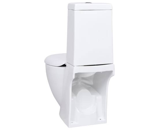 Vas wc toaletă de baie, alb, ceramică, rotund, flux inferior, 5 image