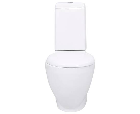 Vas wc toaletă de baie, alb, ceramică, rotund, flux inferior, 2 image