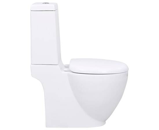 Vas wc toaletă de baie, alb, ceramică, rotund, flux inferior, 4 image