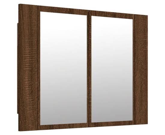Dulap cu oglindă & led stejar maro 60x12x45 cm lemn compozit, 2 image