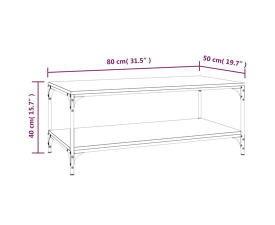Măsuță de cafea, stejar maro, 80x50x40 cm, lemn prelucrat, 8 image