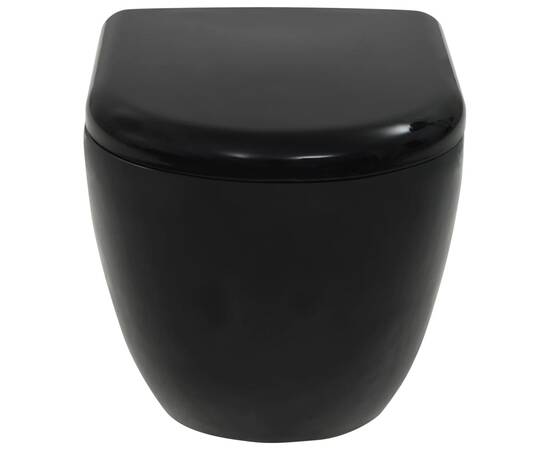 Vas de toaletă cu montare pe perete, ceramică, negru, 6 image