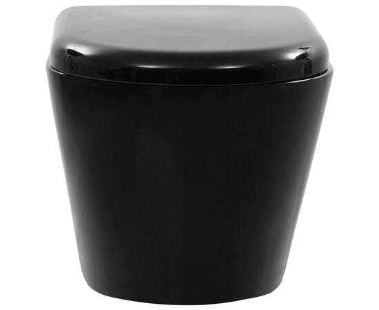 Vas toaletă suspendat cu rezervor încastrat, negru, ceramică, 9 image
